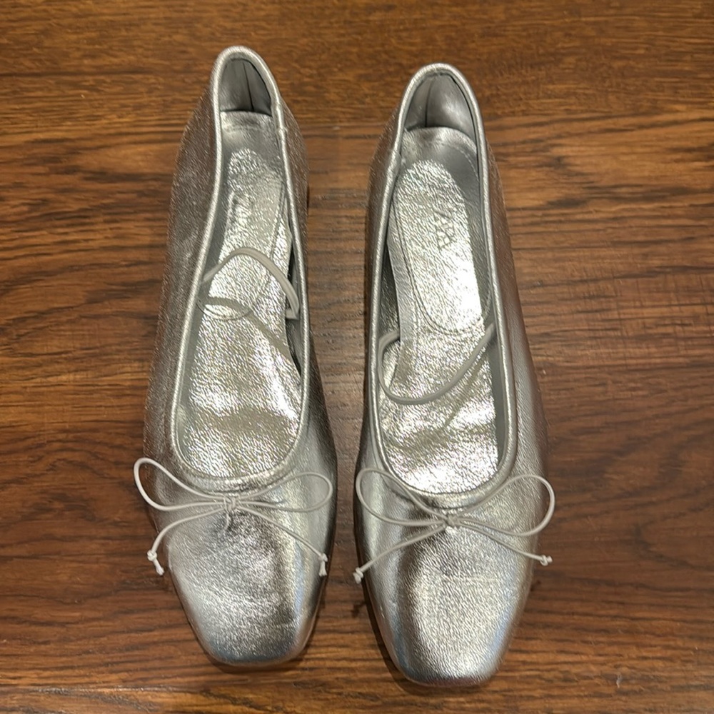 Zara Silver Ballet Flats